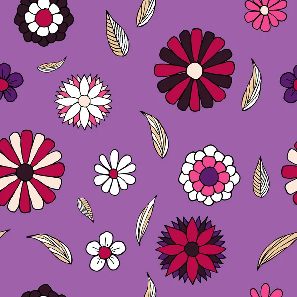 Floral doodle seamless pattern. — Stock Vector