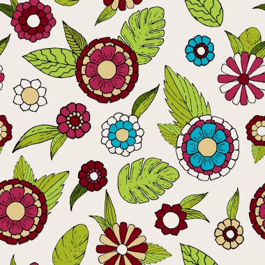 çiçek doodle seamless modeli.