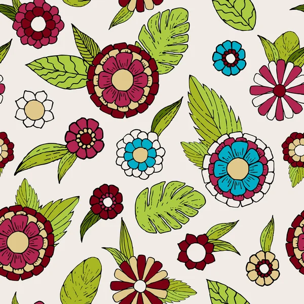 Floral doodle seamless pattern. — Stock Vector