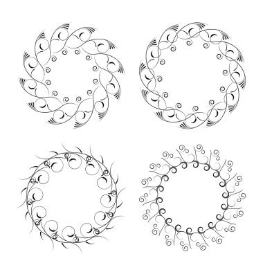 Elle çizilmiş çiçek çerçeve kümesi