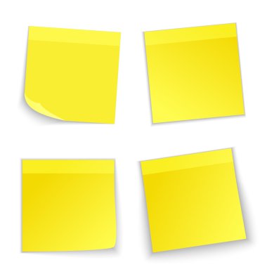 Yellow stick note set isolated
