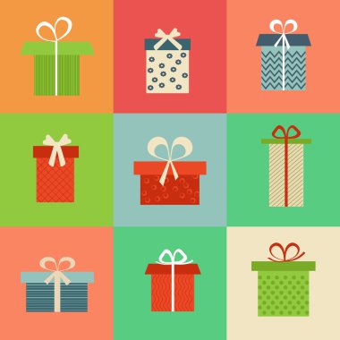 Set of colorful icons of gift boxes