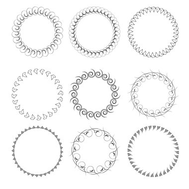 Elle çizilmiş çiçek çerçeve kümesi