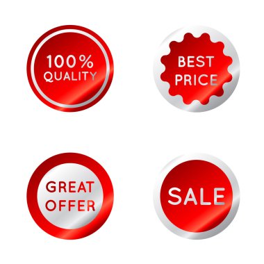 Set of red Sale stickers isolated