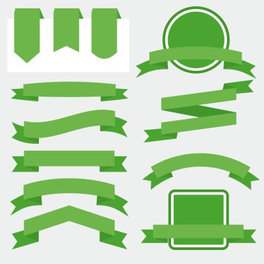 Flat Green Ribbons Set