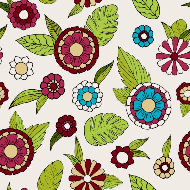 çiçek doodle seamless modeli