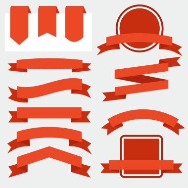 Flat red ribbons and badges clipart