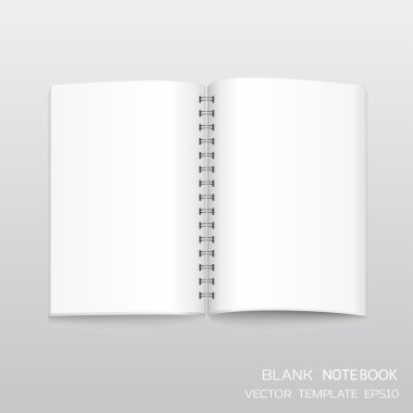 Blank notebook with spiral bound isolated clipart