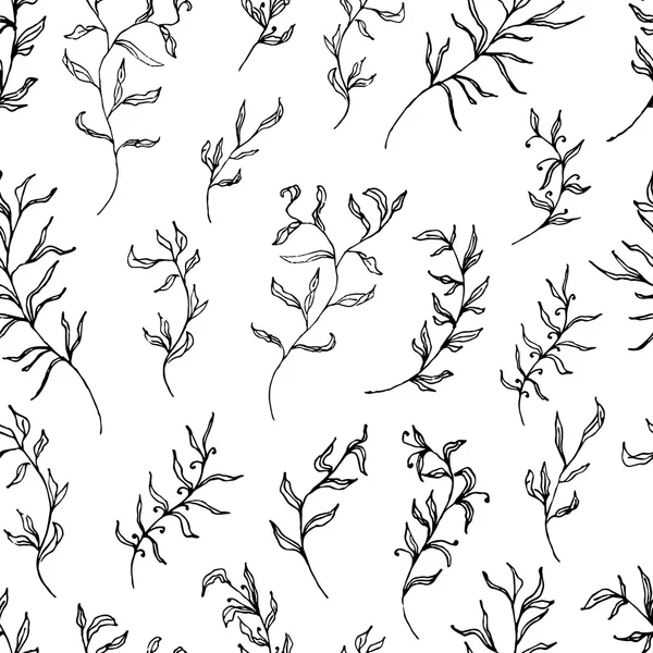 Black and white floral seamless pattern — Stock Vector