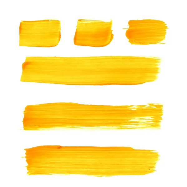 Set of yellow acrylic brush strokes — Stok Vektör