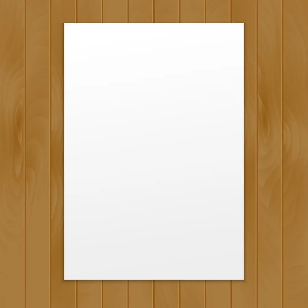 Gabarit blanc sur fond bois — Image vectorielle