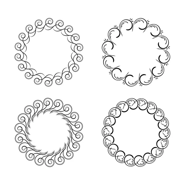 Set of hand drawn floral frames — Stock Vector