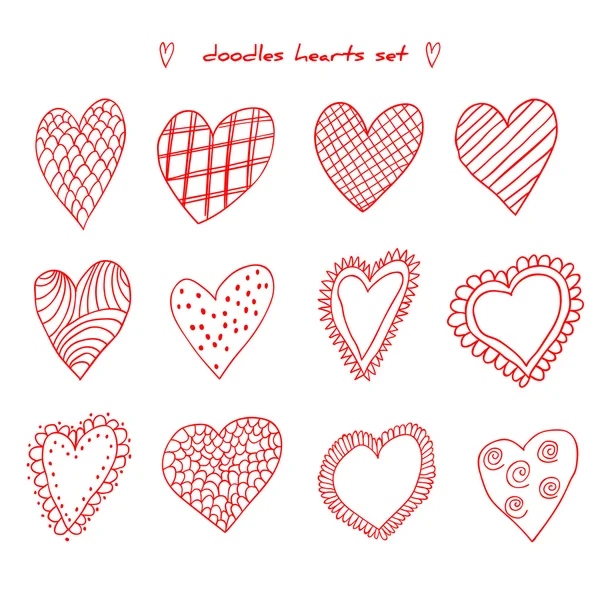 Bir dizi el çizilmiş kalp.