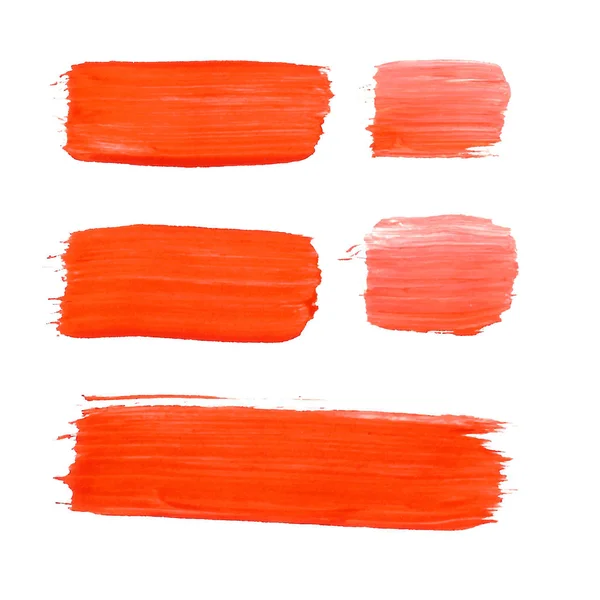 Set of red acrylic brush strokes — Stockvector