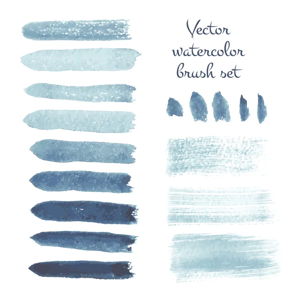 Satz von Pinselstrichen in Aquarell — Stockvektor