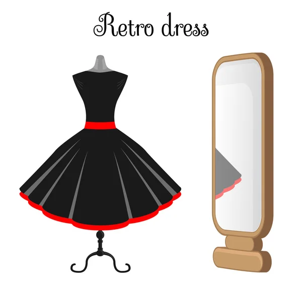 Vestido retro y espejo — Vector de stock