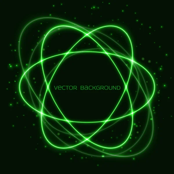 Shining neon green atom background