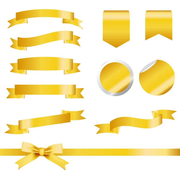 Gold Ribbons Set — Stock Vector