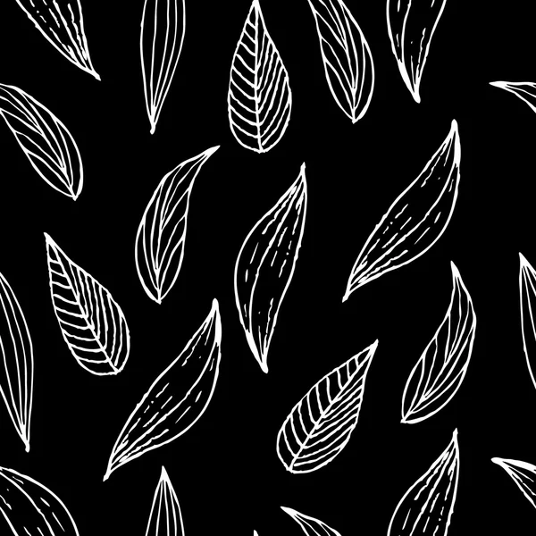 Siyah ve Beyaz yaprakları ile seamless modeli — Stok Vektör