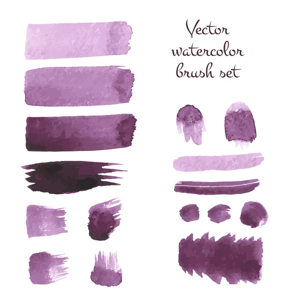 Satz von Pinselstrichen in Aquarell — Stockvektor