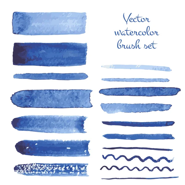 Satz von Pinselstrichen in Aquarell — Stockvektor