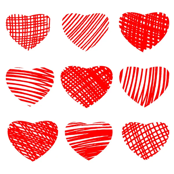 Marker hand drawn hearts — Stock Vector