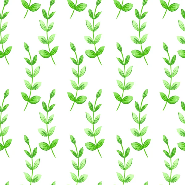 Seamless pattern with green branches and leaves — Stock Vector