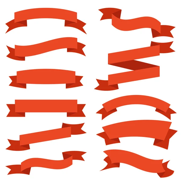 Red Ribbons Set isolated On White — Stok Vektör