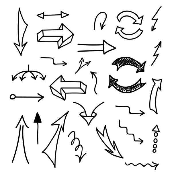 Set of hand-drawn arrows on white background — Stok Vektör