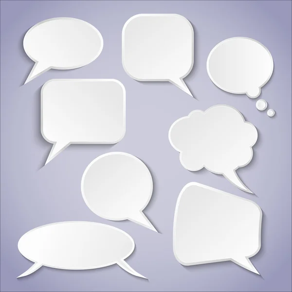 White Speech Bubbles Set — Stock Vector