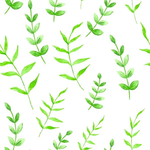 Seamless pattern with green branches and leaves — Stock Vector