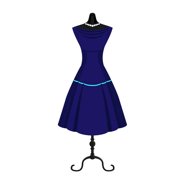 Retro blue dress — Stock Vector