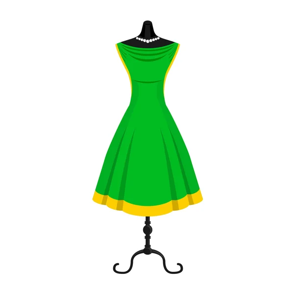 Retro green dress — Stock Vector