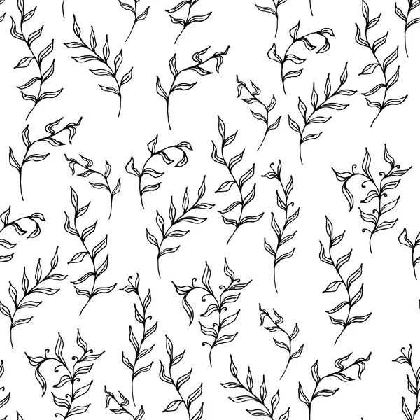 Black and white floral seamless pattern — Stock Vector