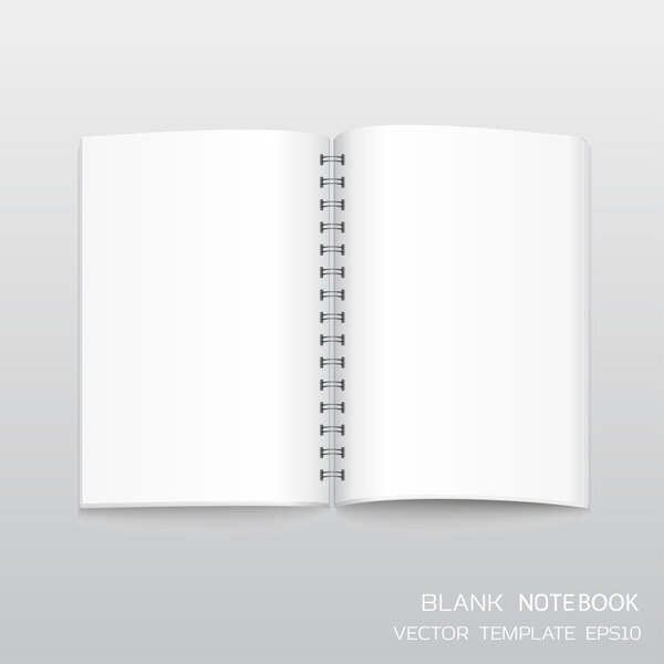 Blank notebook with spiral bound isolated