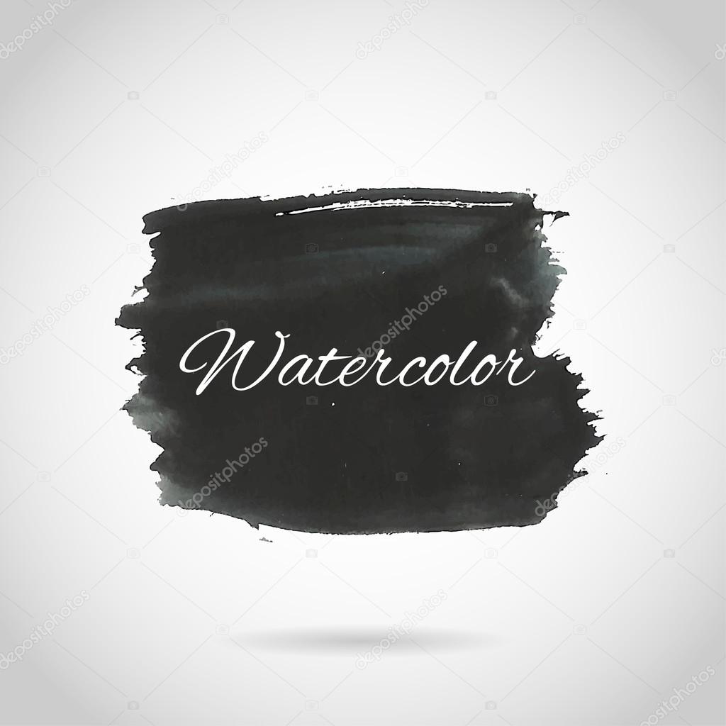 Black watercolor stamp, design element
