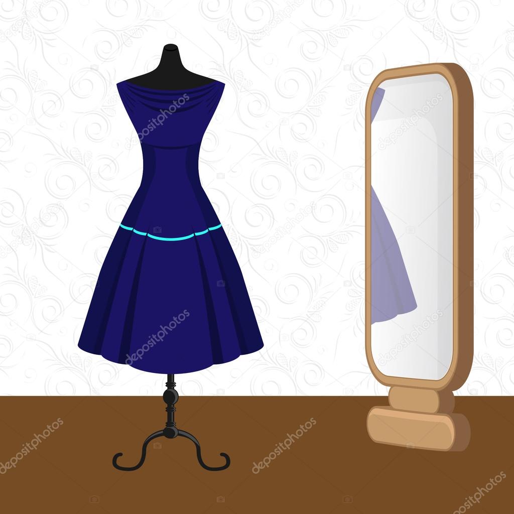 Retro dress and mirror