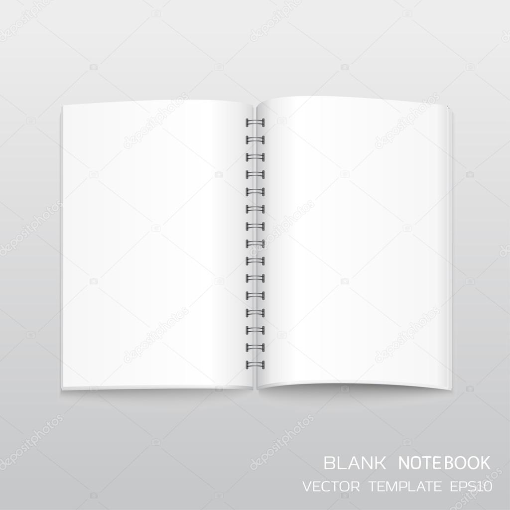 Blank notebook with spiral bound isolated