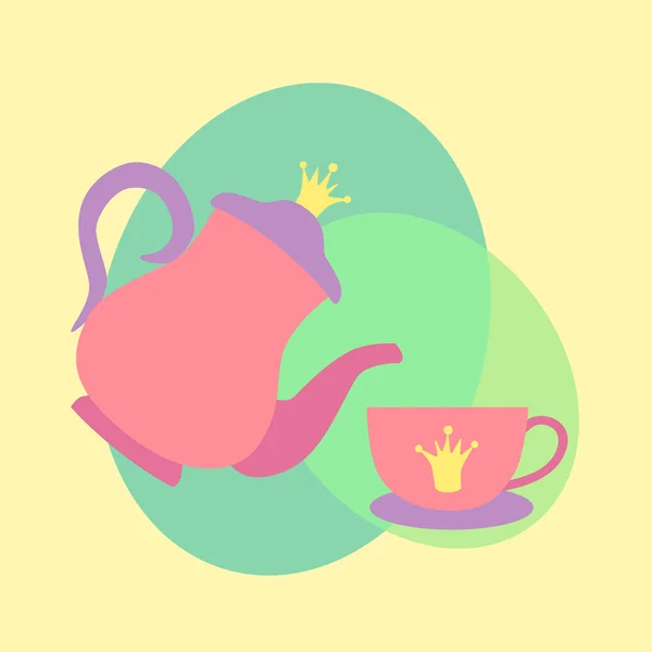 Princesse tasse de thé Pot — Image vectorielle