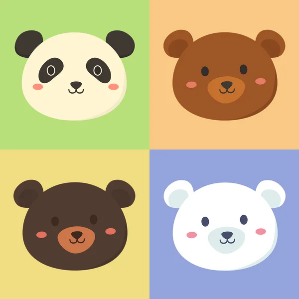 Conjunto de linda cabeza de oso — Vector de stock