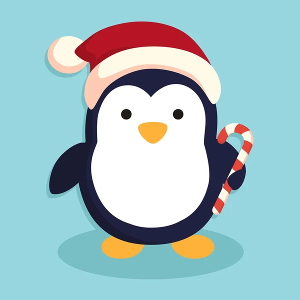 Pinguim com chapéu de Pai Natal — Vetor de Stock