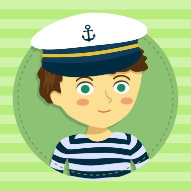 Daire içinde Kaptan şapkalı çocuk