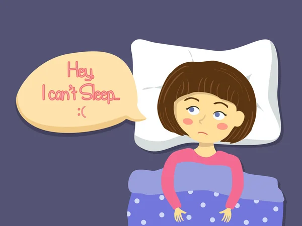 Una linda chica no puede dormir — Vector de stock