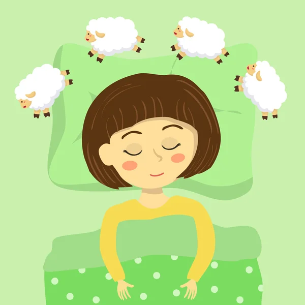 Una linda chica no puede dormir — Vector de stock