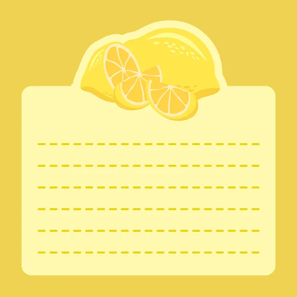 Cytryna owoc Memo notatek żółty — Wektor stockowy