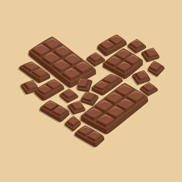 Coração Leite Chocolate Bar —  Vetores de Stock