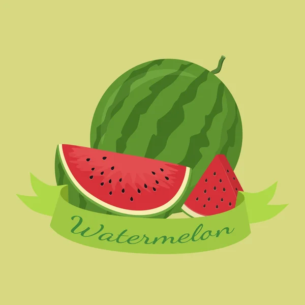 Wassermelone Obst Banner grün — Stockvektor