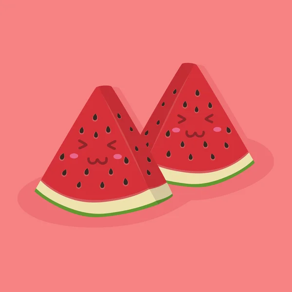 Niedliche Wassermelone Frucht Maskottchen rosa — Stockvektor