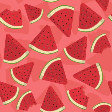 Dikişsiz desen karpuz üçgen dilim ısırık