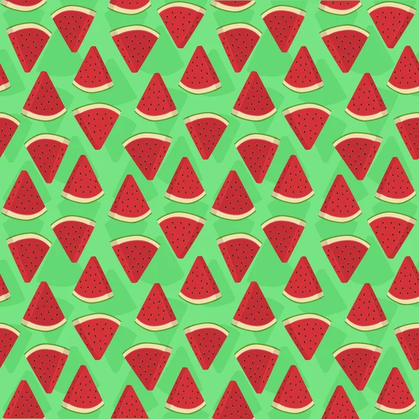 Seamless Pattern Watermelon Triangle Slice Green — Stock Vector